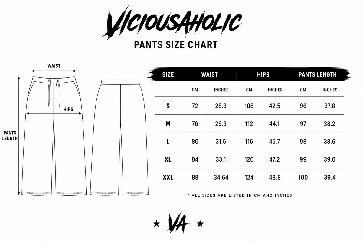 'Obsidian Heart' Soft Fur Rhinestone Pants size chart