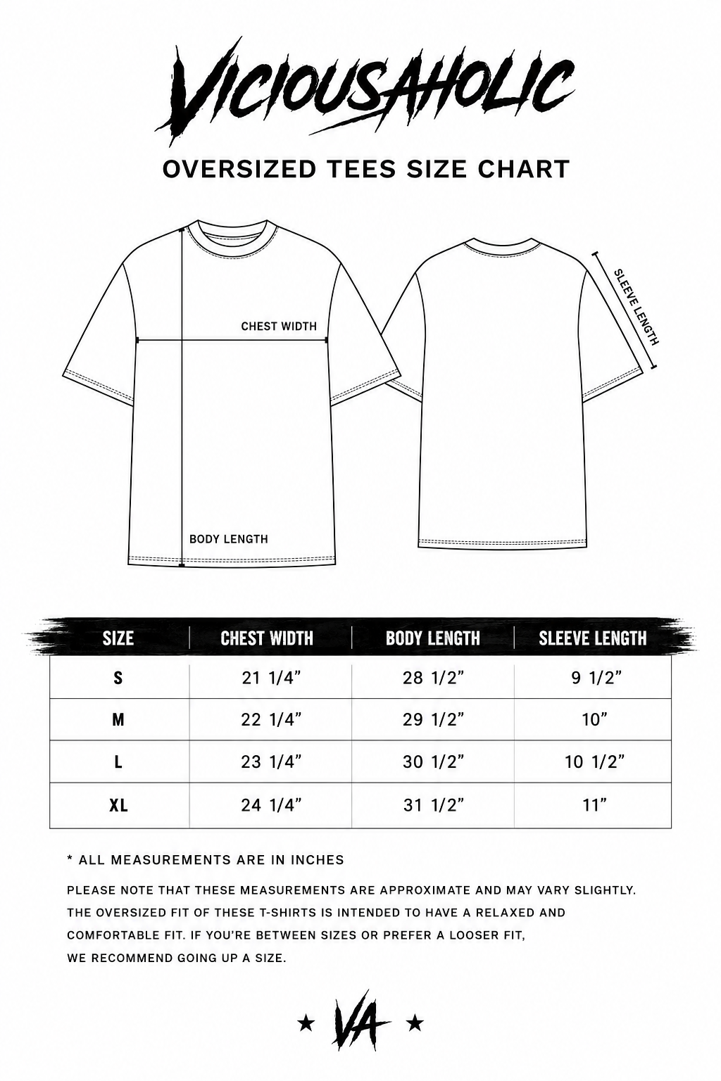 Love Radar Shirt size chart