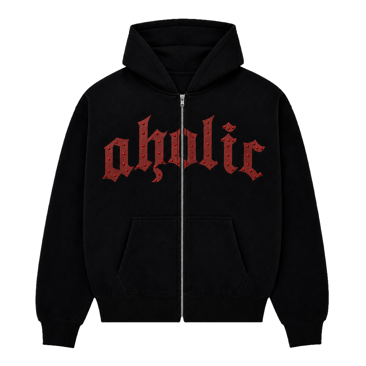 'Obsidian Heart Zip'  Soft Fur Rhinestone Zip Up